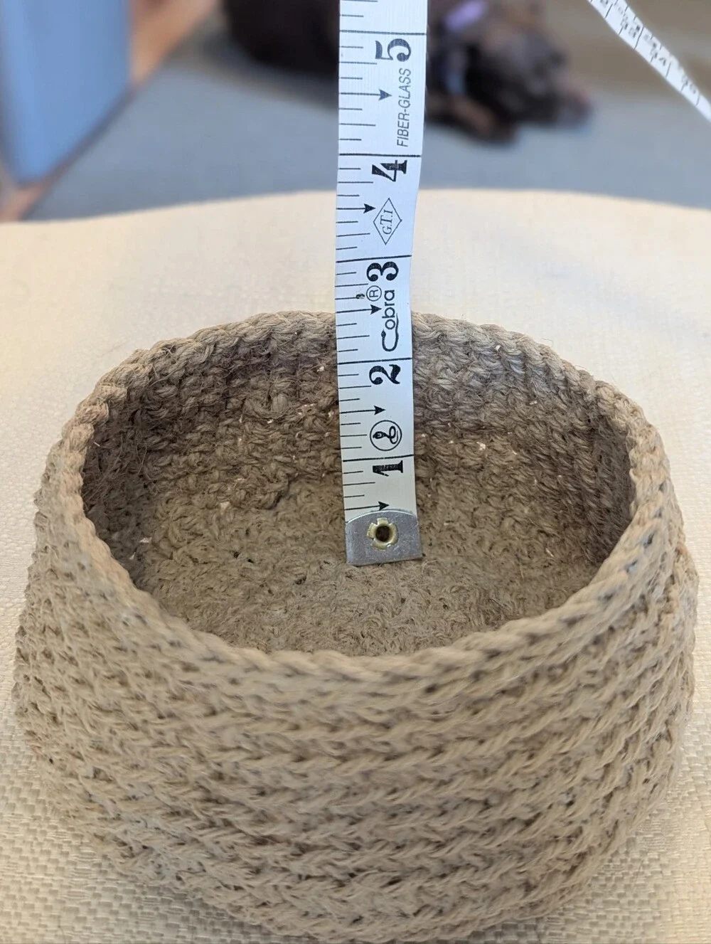 Crocheted Natural Honey Jute Crochet Small Storage Bowls